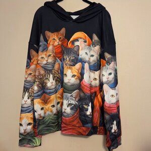 Colorful Cat Print Hoodie